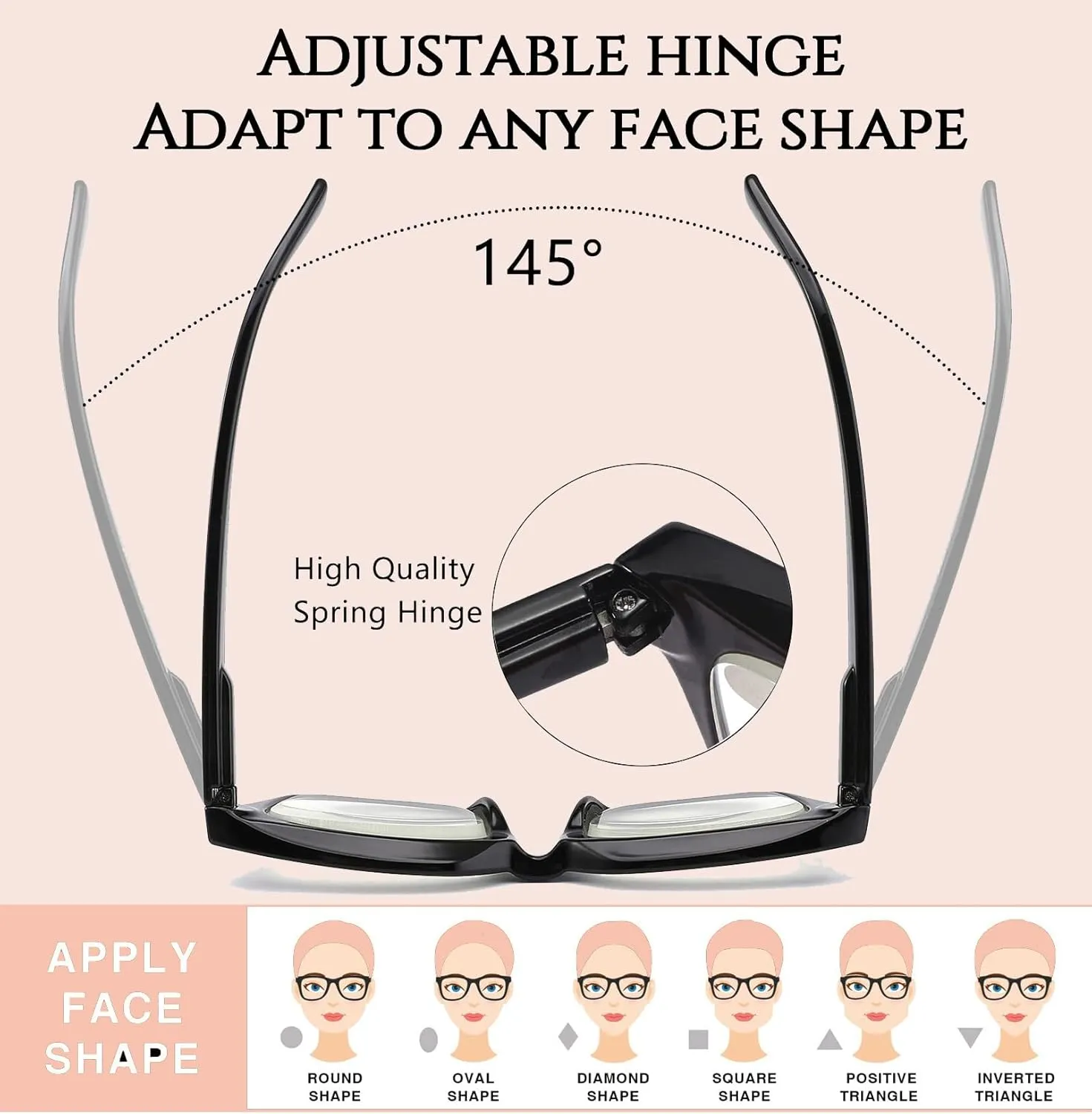Hubeye 5 Pairs Oprah Style Square Reading Glasses for Women Men Blue Light Blocking Computer Readers with leather case  0.0