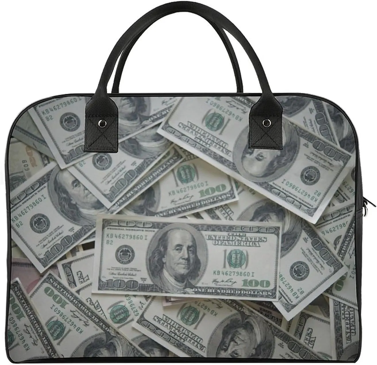 Hundred Dollar Bills Money Pattern Duffle Bag for Travel Crossbody Sports Tote Gym Bag Shoulder Weekender Overnight Bag