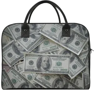 Hundred Dollar Bills Money Pattern Duffle Bag for Travel Crossbody Sports Tote Gym Bag Shoulder Weekender Overnight Bag