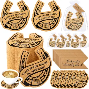 Hushee 50 Sets Wedding Favors for Guests Coasters Bulk Include Cast Iron Lucky Horseshoes Coasters and Thank You Cards and Organza Bags Wedding Gifts Bridal Shower Favors Party Souvenirs