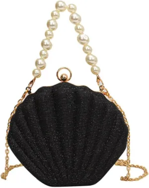 IAMUHI Lovely Shell Handbag Purse Beaded Evening Bag Chain Cross-body Clutch Purse