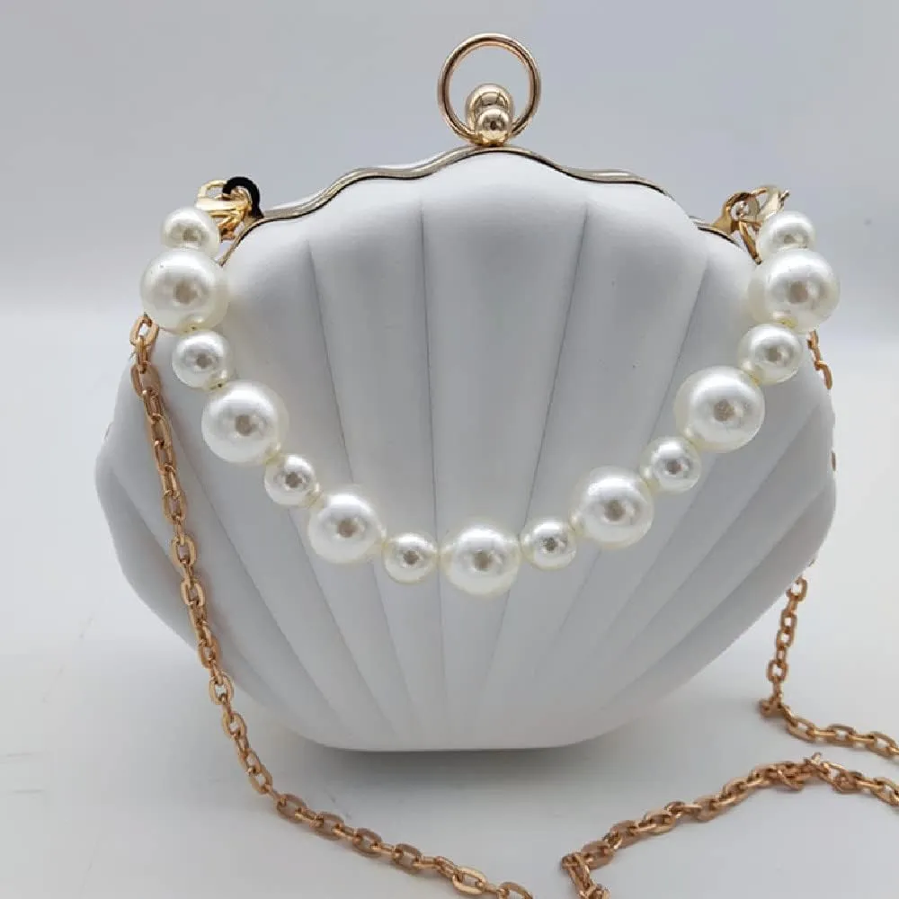 IAMUHI Lovely Shell Handbag Purse Beaded Evening Bag Chain Cross-body Clutch Purse