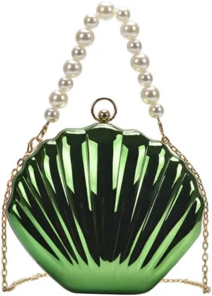 IAMUHI Lovely Shell Handbag Purse Beaded Evening Bag Chain Cross-body Clutch Purse