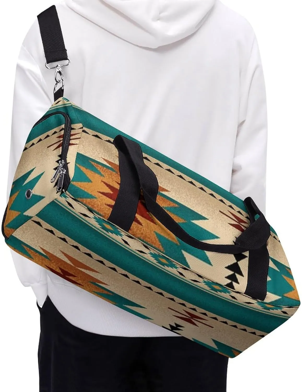 Indiana Western Southwest Naive Aztec Green Pattern A Fitness Bag with Large Storage Space Is Suitable for Portable Outdoor Use