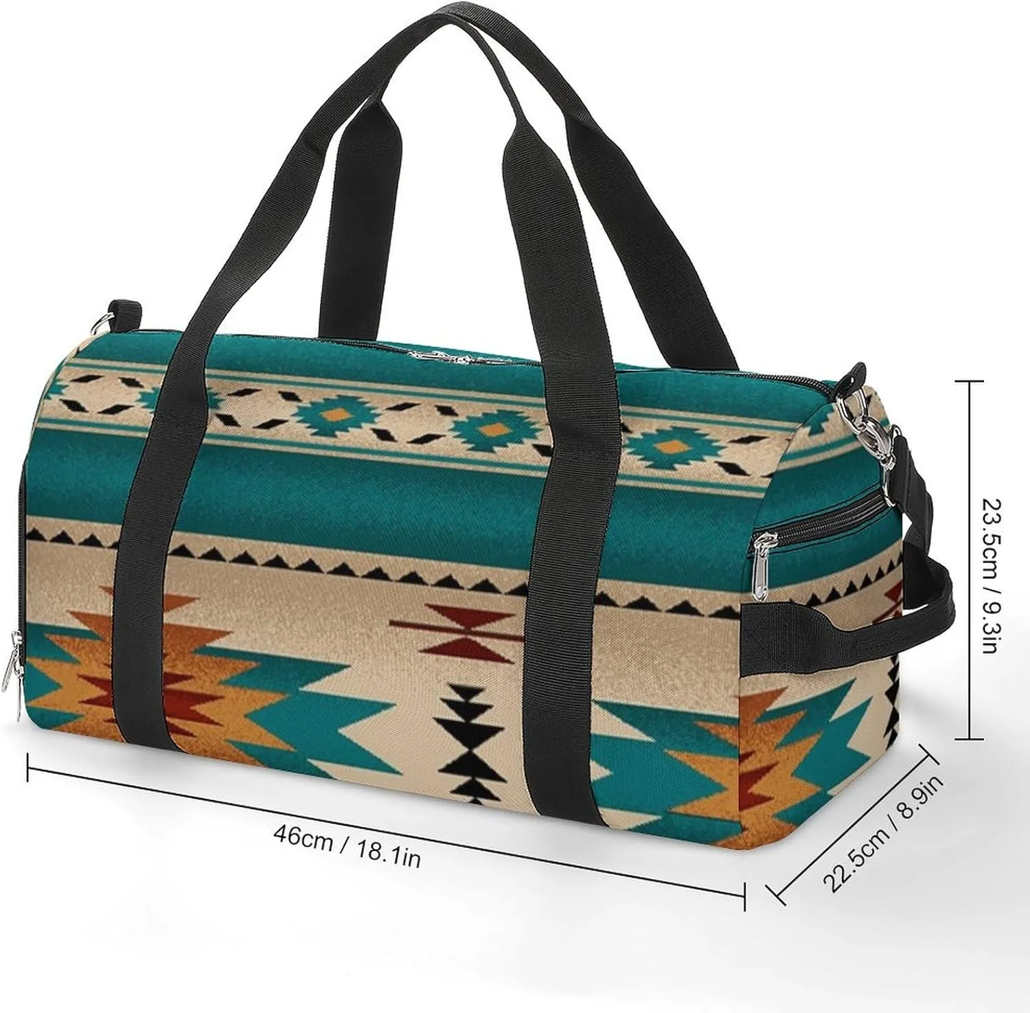 Indiana Western Southwest Naive Aztec Green Pattern A Fitness Bag with Large Storage Space Is Suitable for Portable Outdoor Use