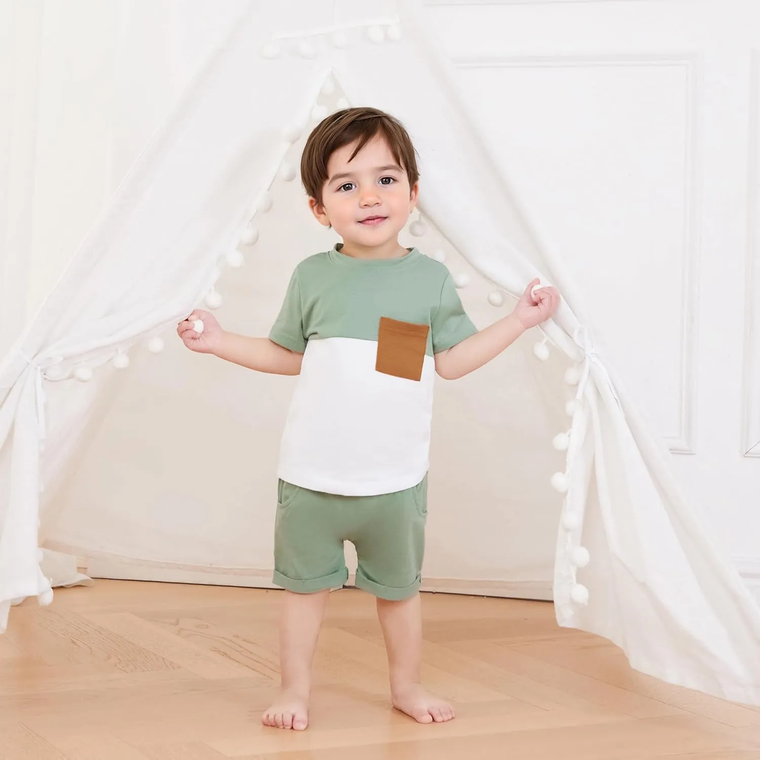 Infant Baby Boy Summer Clothes Outfit Color Block T-shirt Shorts Set Toddler Checkerboard Clothes 6 12 18 24 Months