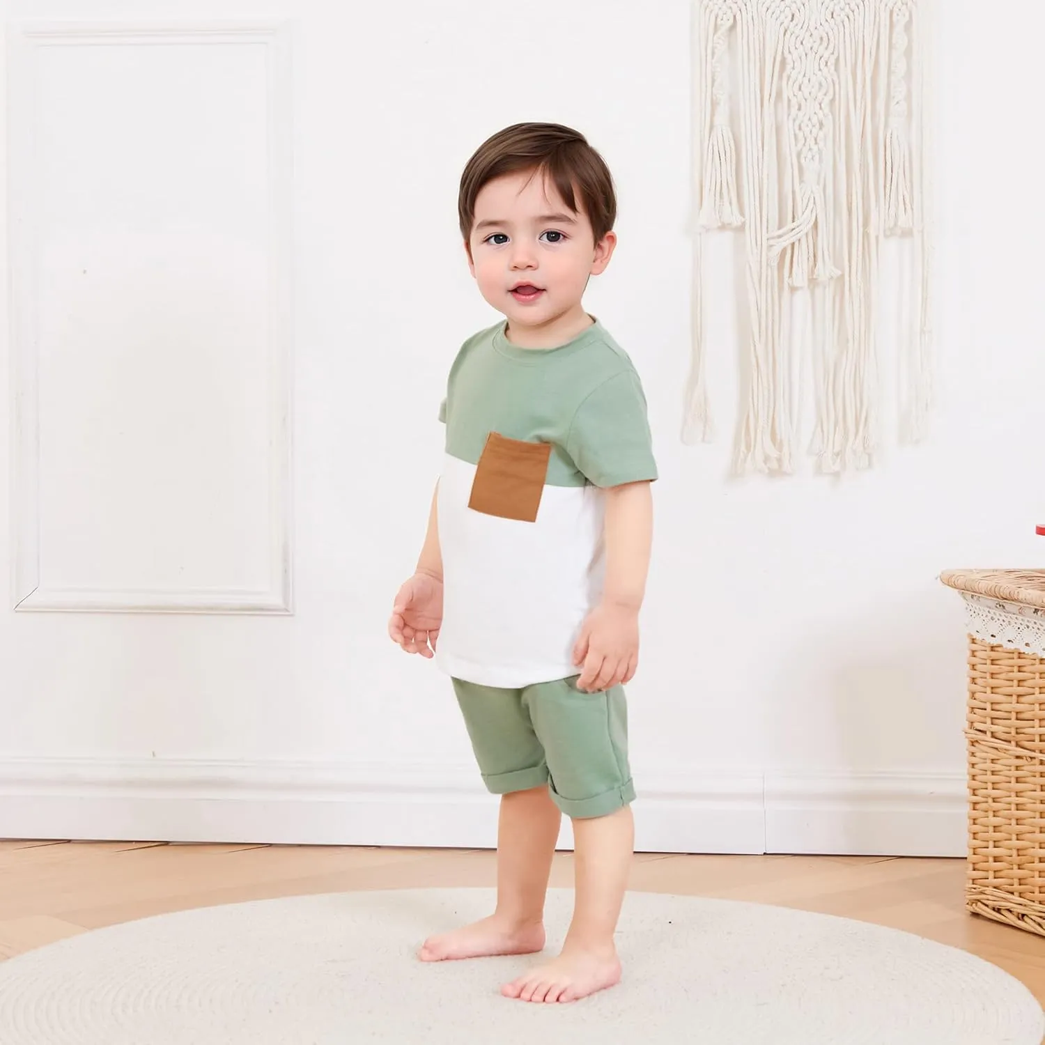Infant Baby Boy Summer Clothes Outfit Color Block T-shirt Shorts Set Toddler Checkerboard Clothes 6 12 18 24 Months