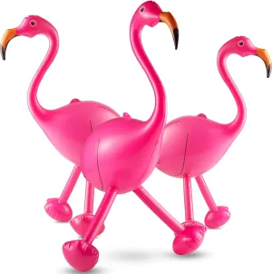 Inflatable Pink Flamingo Party Decorations - (Pack of 3) 28" Tall Large PVC Flamingo Animal Blow-Up Pool Toy for Kids - Summer Outdoor Backyard & Tropical Hawaiian Luau BBQ Party Decor