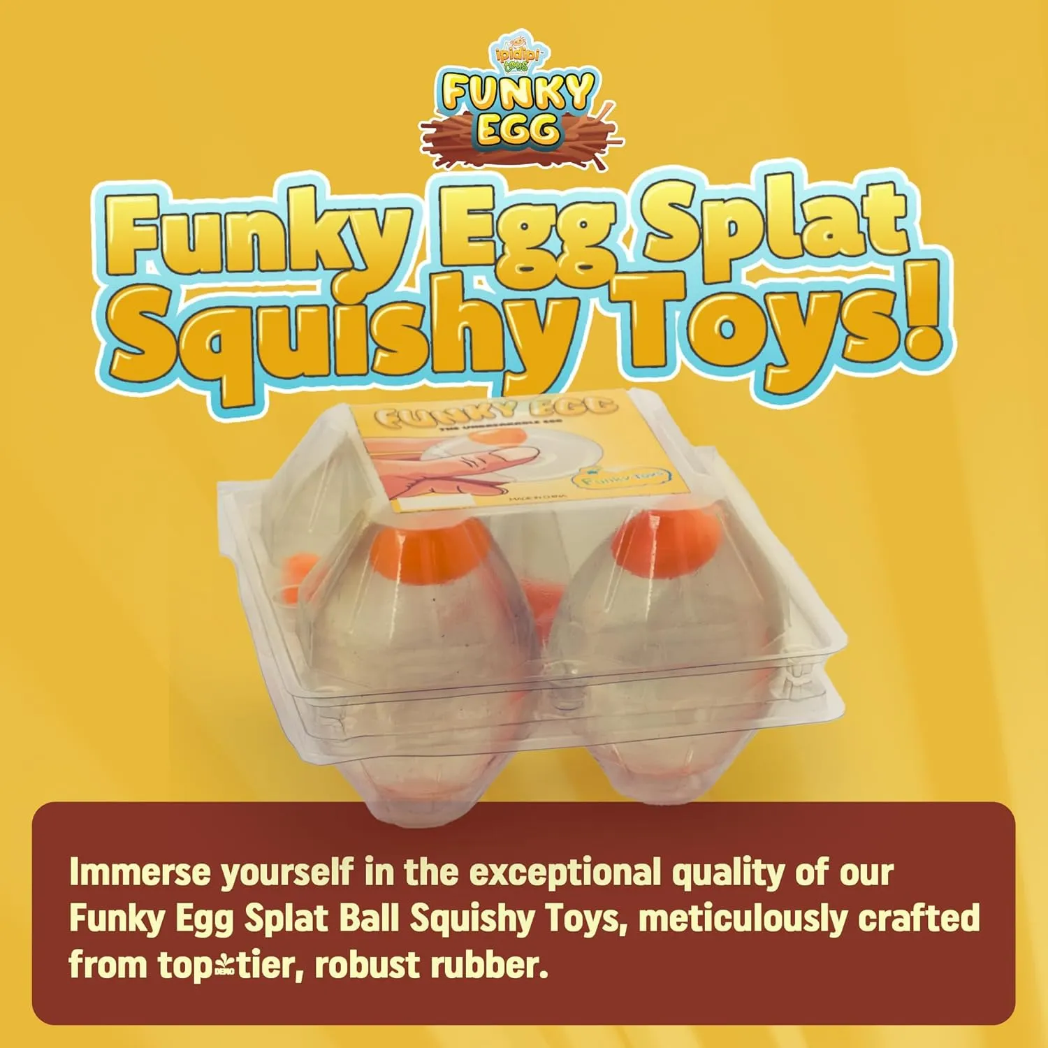 IPIDIPI TOYS Funky Egg Squishy Ball – Clear Egg Yolk Fun Squeeze, Yolk Balls for Kids, Easter Basket Fillers, Squishies Fun Fidget Toy, Stocking Stuffers, Birthday Party Favors – Pack of 4