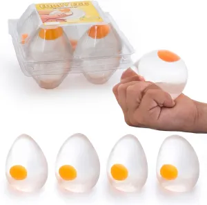 IPIDIPI TOYS Funky Egg Squishy Ball – Clear Egg Yolk Fun Squeeze, Yolk Balls for Kids, Easter Basket Fillers, Squishies Fun Fidget Toy, Stocking Stuffers, Birthday Party Favors – Pack of 4