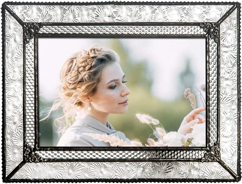 J Devlin Glass Art Pic 380-46HV Vintage Glass Picture Frame Tabletop 4 x 6 Photo