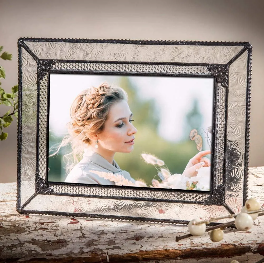 J Devlin Glass Art Pic 380-46HV Vintage Glass Picture Frame Tabletop 4 x 6 Photo
