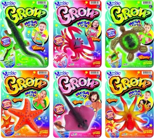 JA-RU Magic Grow Ocean Themed Water Animals (6 Packs Assorted) Beach Life Theme Toys | Bulk Expanding Bath and Pool Toys for Kids. Sea Creatures Party Toys and Goodie Bags. 302-6A