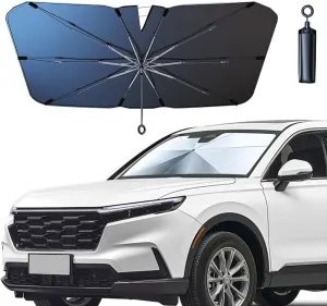 JDDRY Car Front Windshield Sun Shade with Pull Cord, Umbrella Sun Shade for Large SUV (145x80cm/57x31.5)