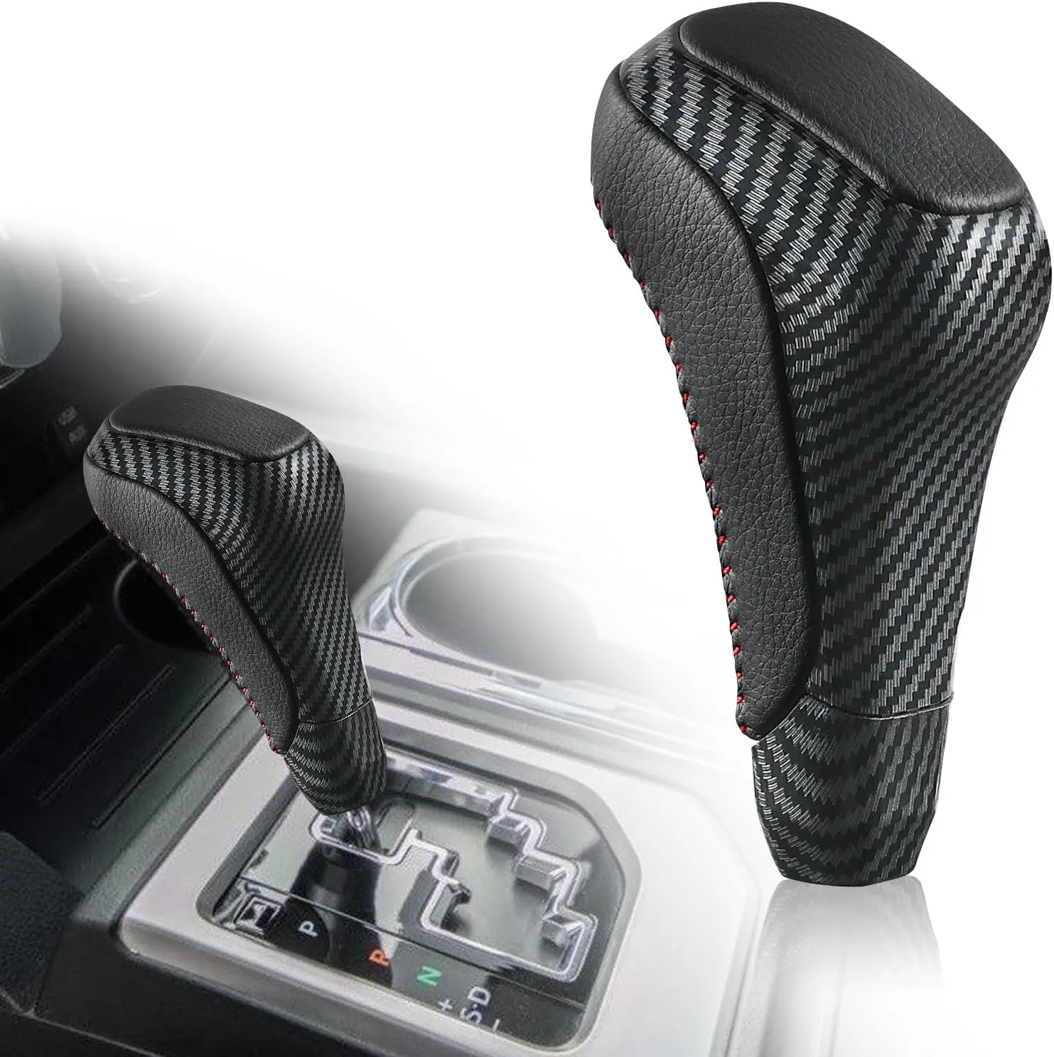 JDMON Automatic Gear Shift Knob Head Lever Compatible with Toyota 4Runner 2012-2023 Toyota Tundra TRD PRO 2014-2021 Shifter Knob Handle Lever Replace PTR5734140 PTR57-34141 (Carbon Fiber Pattern)