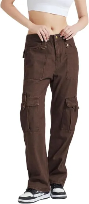 Jeans for Women Baggy Cargo Pants Men Y2K Parachute Pants with Pockets