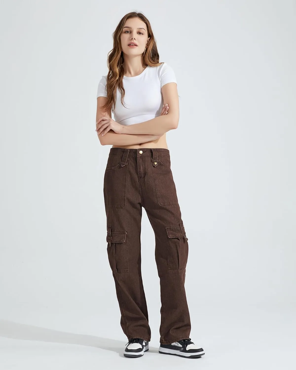 Jeans for Women Baggy Cargo Pants Men Y2K Parachute Pants with Pockets
