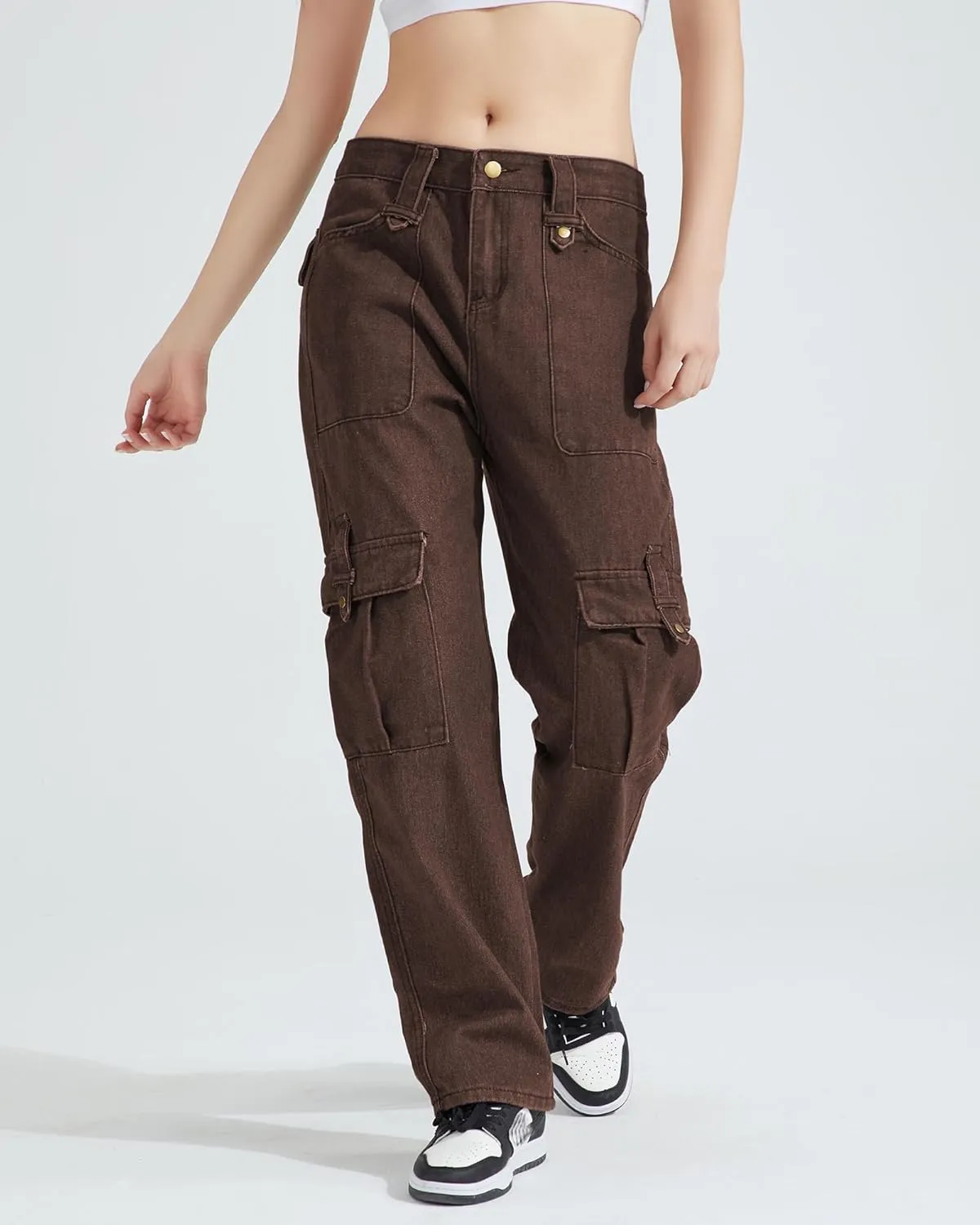 Jeans for Women Baggy Cargo Pants Men Y2K Parachute Pants with Pockets