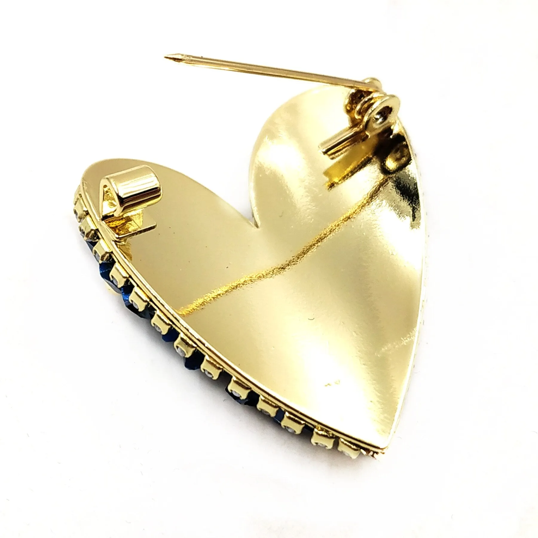 Jewelblings Stunning Golden Beaded Yellow Blue Rhinestone Heart Shaped Broaches and Pins Two Color Jewelry for Women Business Suit Dresses