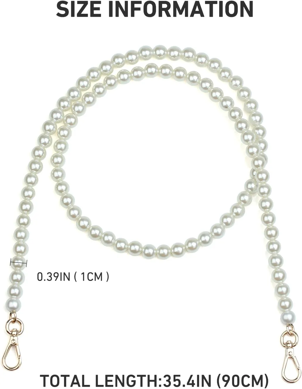 jiesinlov Pearl Purse Chain Imitation Pearl Beaded Shoulder Bag Strap Replacement Crossbody for Handbags(B90-Gold)