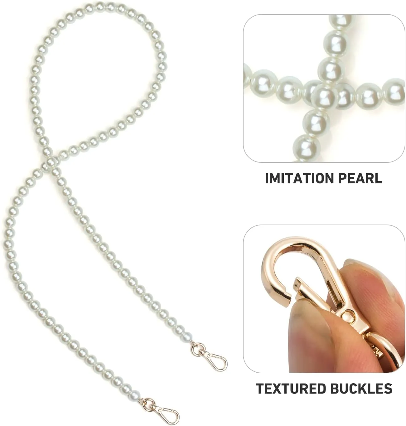 jiesinlov Pearl Purse Chain Imitation Pearl Beaded Shoulder Bag Strap Replacement Crossbody for Handbags(B90-Gold)