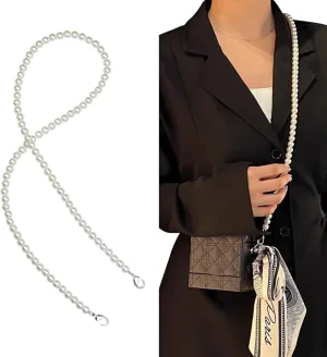 jiesinlov Pearl Purse Chain Imitation Pearl Beaded Shoulder Bag Strap Replacement Crossbody for Handbags(B90-Silver)