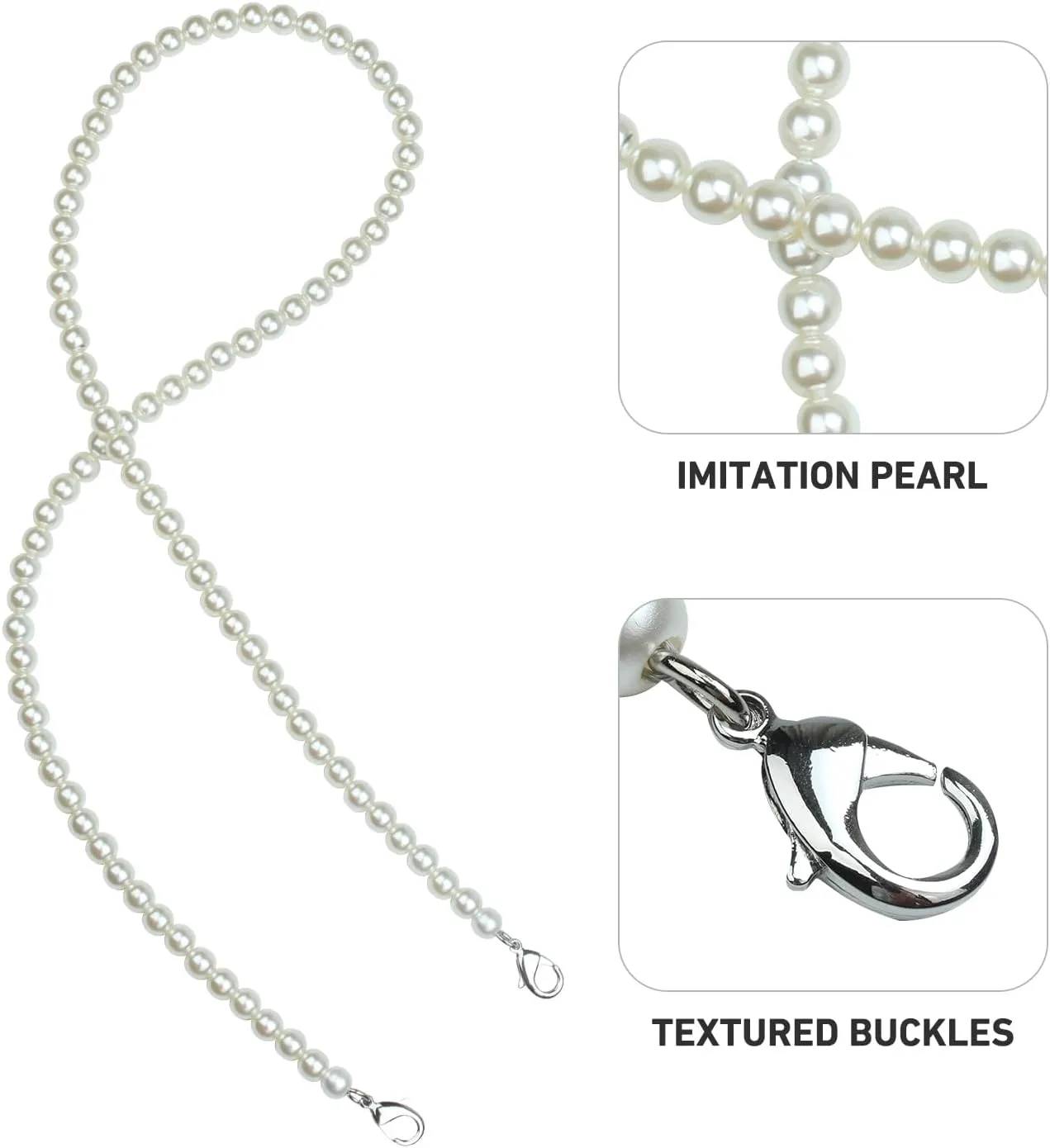 jiesinlov Pearl Purse Chain Imitation Pearl Beaded Shoulder Bag Strap Replacement Crossbody for Handbags(B90-Silver)