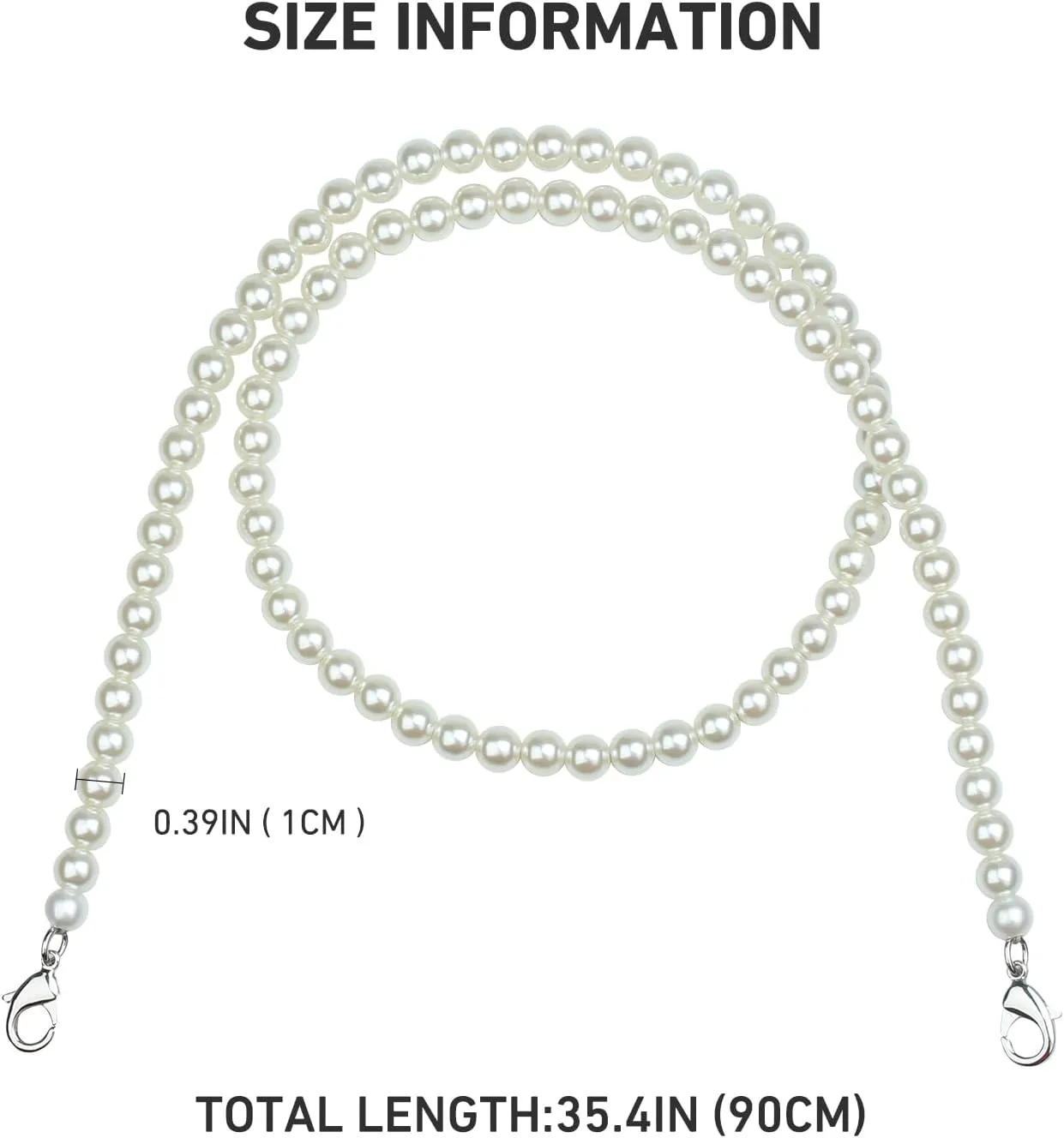 jiesinlov Pearl Purse Chain Imitation Pearl Beaded Shoulder Bag Strap Replacement Crossbody for Handbags(B90-Silver)