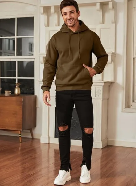 JMIERR Mens Casual Cotton Hooded Collar Drawstring Hoodies Pullover Sweatshirts Casual Long Sleeve Shirts