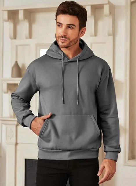 JMIERR Mens Casual Cotton Hooded Collar Drawstring Hoodies Pullover Sweatshirts Casual Long Sleeve Shirts