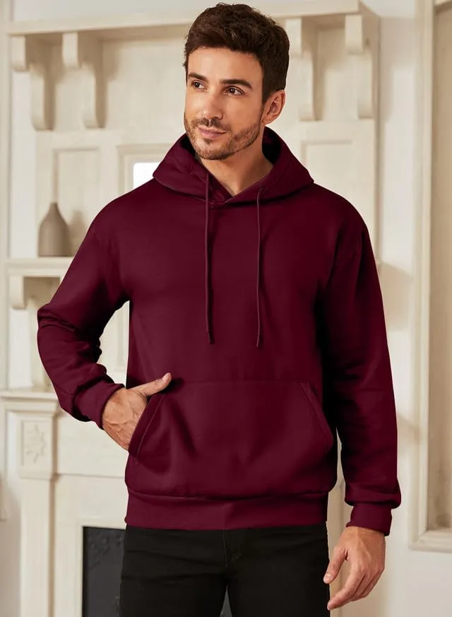 JMIERR Mens Casual Cotton Hooded Collar Drawstring Hoodies Pullover Sweatshirts Casual Long Sleeve Shirts