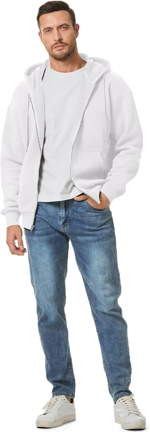 JMIERR Mens Full Zip Casual Cotton Hooded Fleece Drawstring Hoodies Pullover Sweatshirts Casual Long Sleeve Shirts