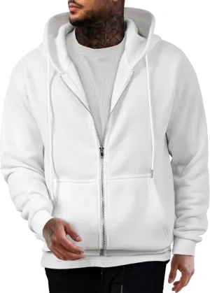 JMIERR Mens Full Zip Casual Cotton Hooded Fleece Drawstring Hoodies Pullover Sweatshirts Casual Long Sleeve Shirts
