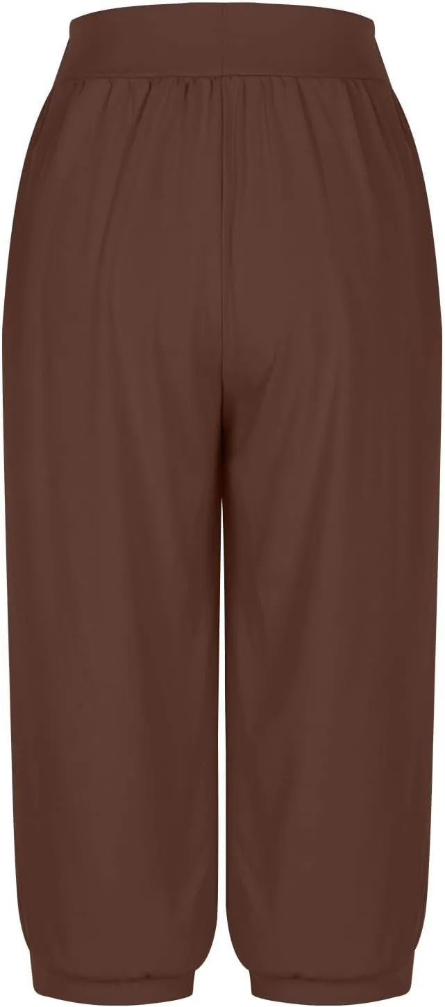 Jogger Capris for Women High Waisted Capri Pants Tummy Control Yoga Capris with Pockets Comfy Cropped Pants Trousers
