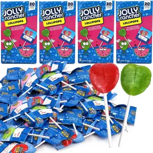 JollyRancher Heart Lollipops – 80 Count Heart-Shaped Lollipops – Individually Wrapped Candy in Sealed Bags – Perfect for Sharing