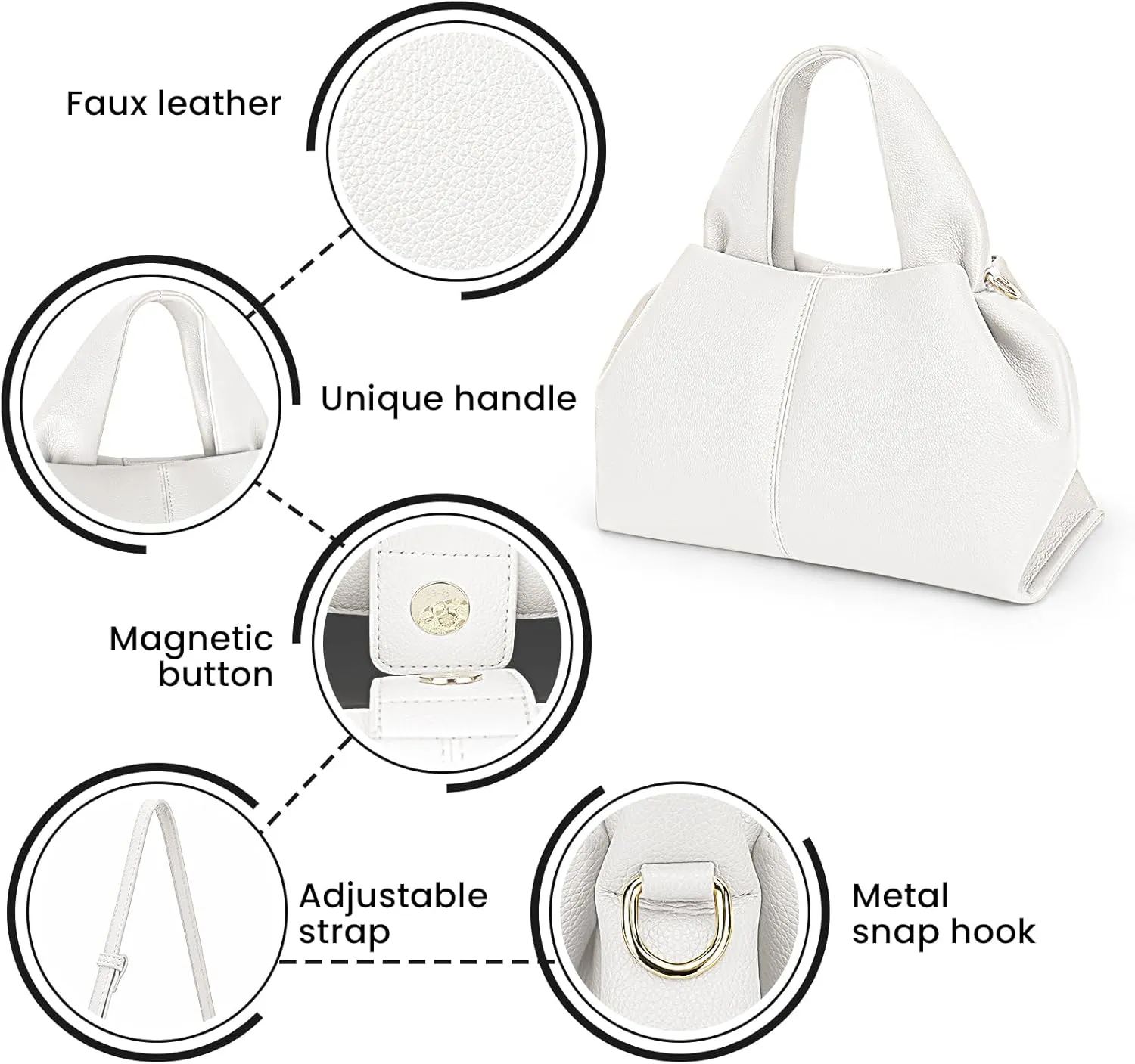 JQWYGB Cloud Pouch Dumpling Clutch Purse Women Tote Shoulder Retro Crossbody Bag with Removable Strap