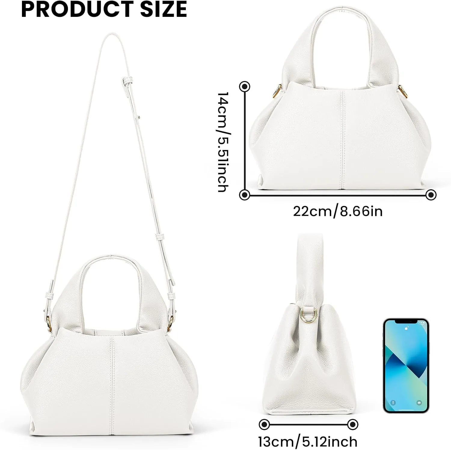 JQWYGB Cloud Pouch Dumpling Clutch Purse Women Tote Shoulder Retro Crossbody Bag with Removable Strap