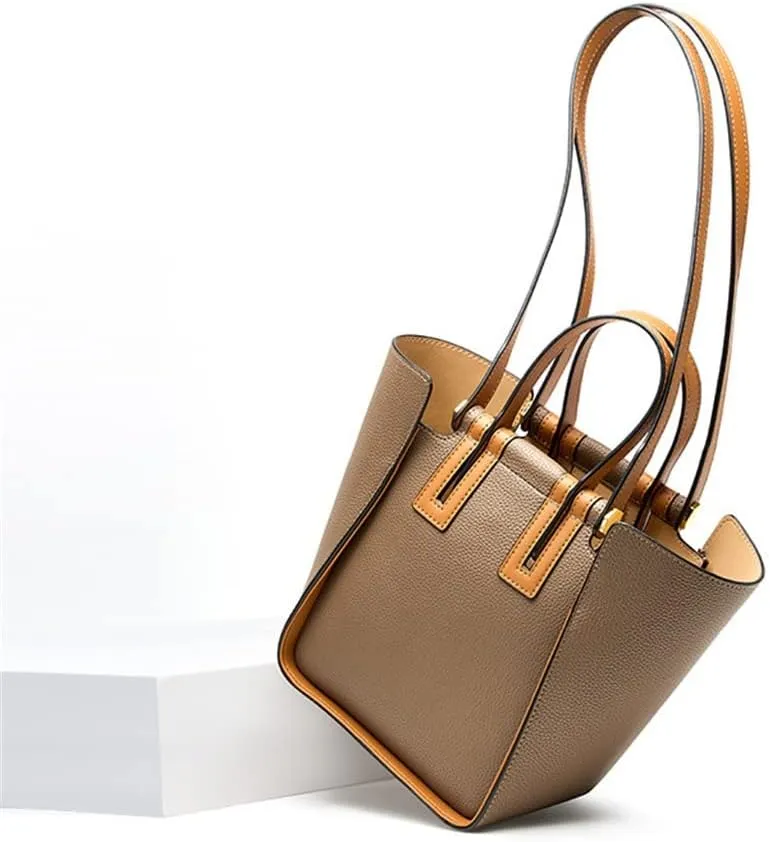 JSEIAJB Autumn Winter Match Color Real Leather Female Bag Hand Bill of Lading Shoulder Bag Large Capacity Tote Bag