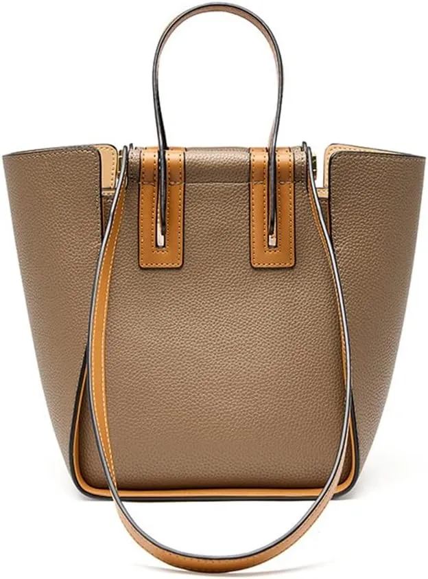 JSEIAJB Autumn Winter Match Color Real Leather Female Bag Hand Bill of Lading Shoulder Bag Large Capacity Tote Bag