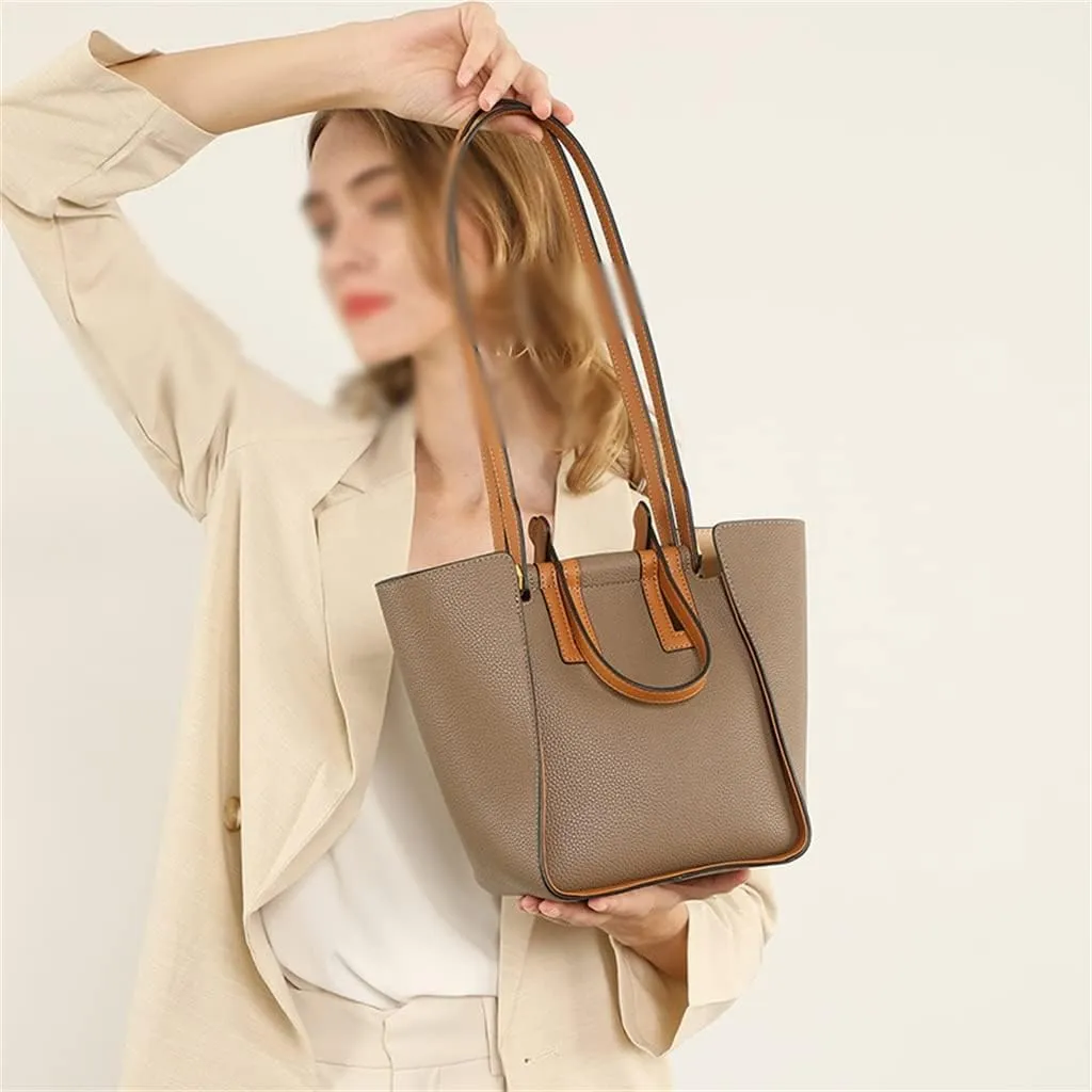 JSEIAJB Autumn Winter Match Color Real Leather Female Bag Hand Bill of Lading Shoulder Bag Large Capacity Tote Bag