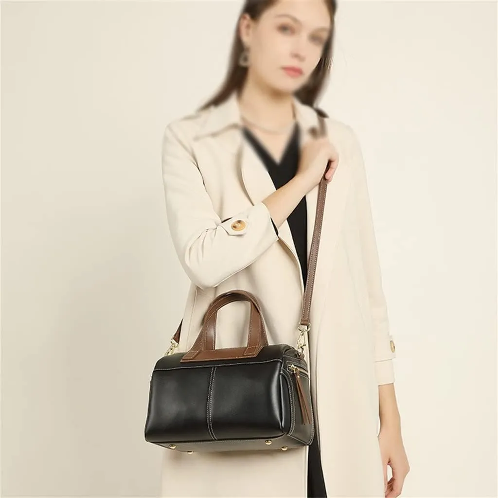 JSEIAJB Boston Women's Bag Large Capacity Leather Handbag Everything Single Shoulder Crossbody Bag Pillow Bag Female