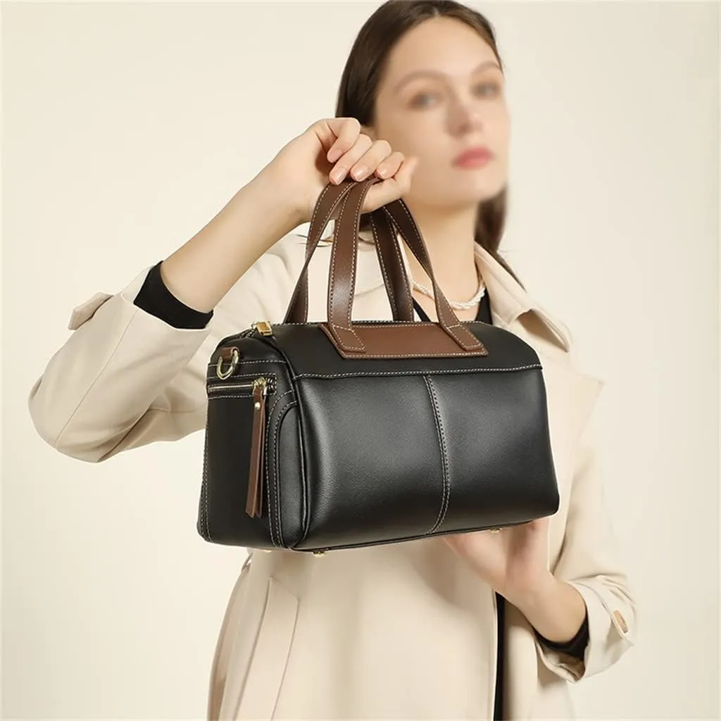 JSEIAJB Boston Women's Bag Large Capacity Leather Handbag Everything Single Shoulder Crossbody Bag Pillow Bag Female