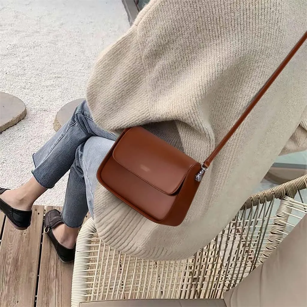 JSEIAJB Saddle Bag Female Autumn and Winter Texture Bag Design Genuine Leather Crossbody Bag Female Bag