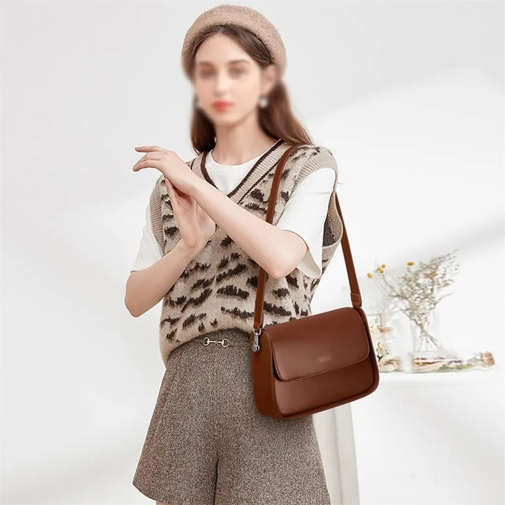 JSEIAJB Saddle Bag Female Autumn and Winter Texture Bag Design Genuine Leather Crossbody Bag Female Bag