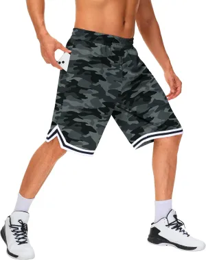 JWM Mens Long Basketball Shorts with Zip Pockets - 11" Mesh Athletic Gym Workout Sport Shorts Quick Dry Lightweight