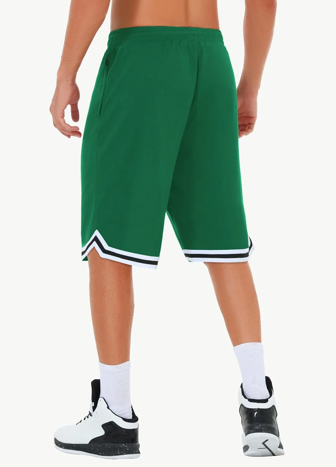 JWM Mens Long Basketball Shorts with Zip Pockets - 11" Mesh Athletic Gym Workout Sport Shorts Quick Dry Lightweight