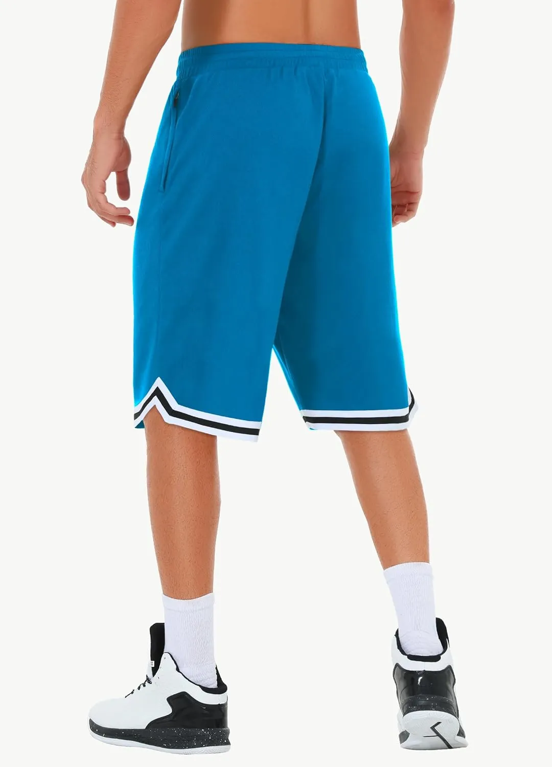 JWM Mens Long Basketball Shorts with Zip Pockets - 11" Mesh Athletic Gym Workout Sport Shorts Quick Dry Lightweight