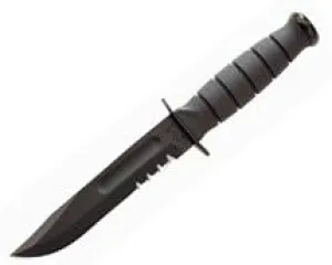 Ka-bar Knives Short Ka-Bar Serrated Fixed Blade Knife w/ Leather Sheath