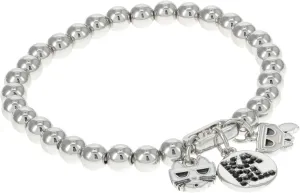 Karl Lagerfeld Paris Beaded Charm Stretch Bracelet, Rhodium/Jet, One Size