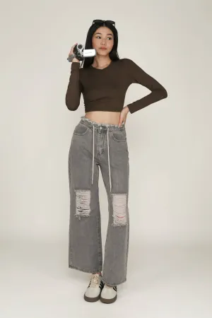 Kasey Drawstring Baggy Denim Jeans